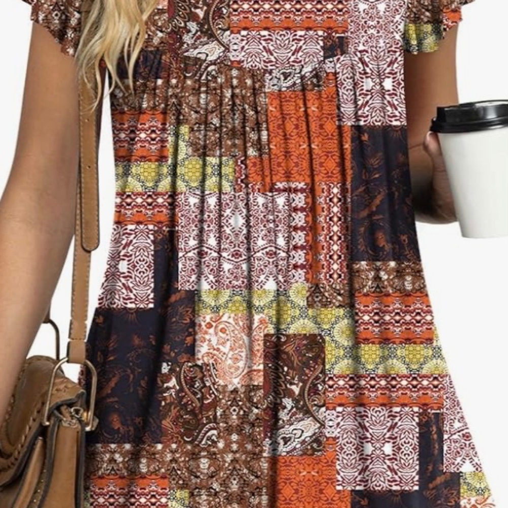 HOTGIFT summer casual petal short sleeved top, medium long length